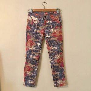 Blank NYC Floral Print Cropped Denim